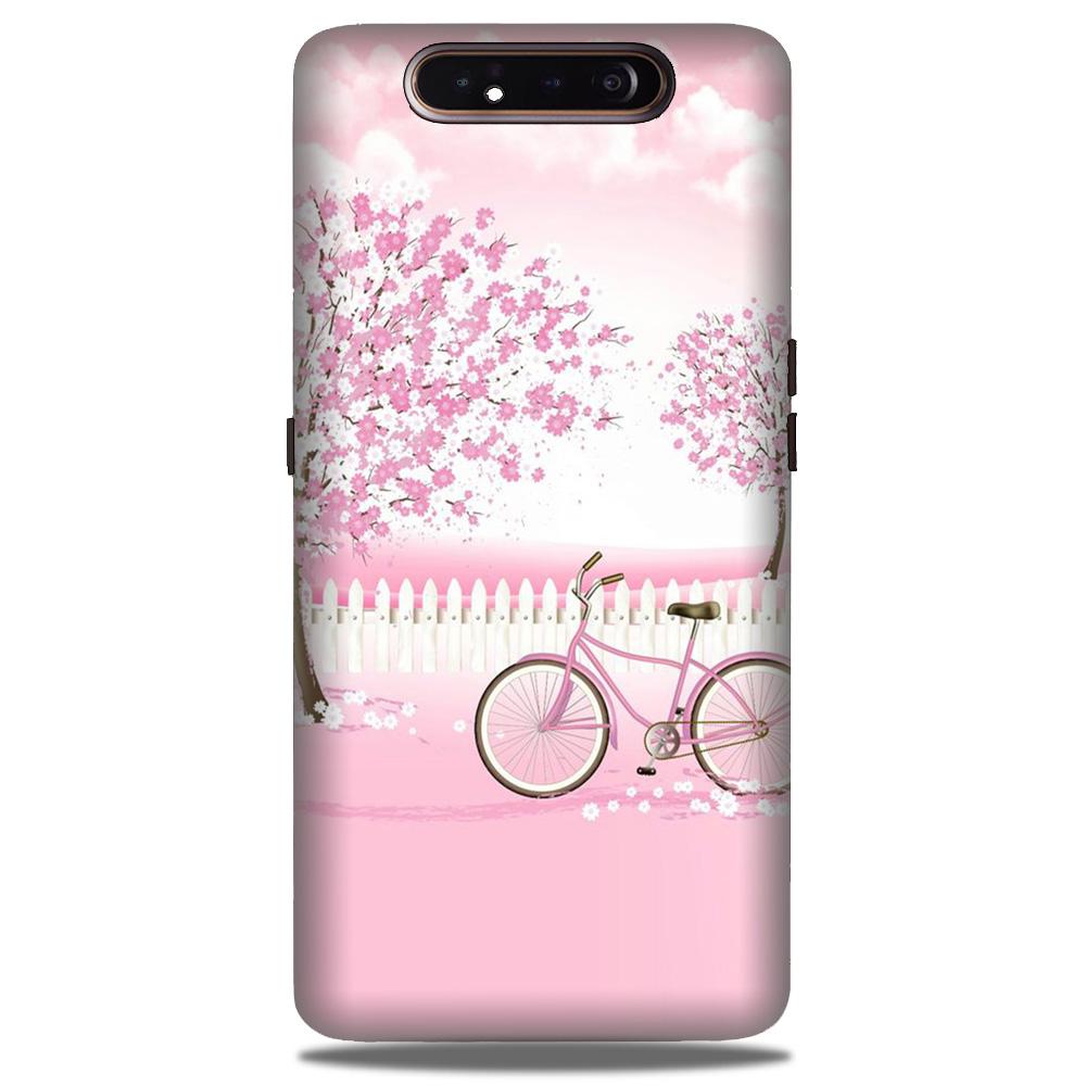 Pink Flowers Cycle Case for Samsung Galaxy A90  (Design - 102)