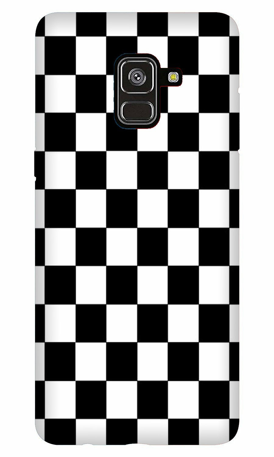 Black White Boxes Mobile Back Case for Galaxy J6 / On6   (Design - 372)