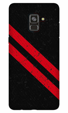 Black Red Pattern Mobile Back Case for Galaxy A5 (2018) (Design - 373)