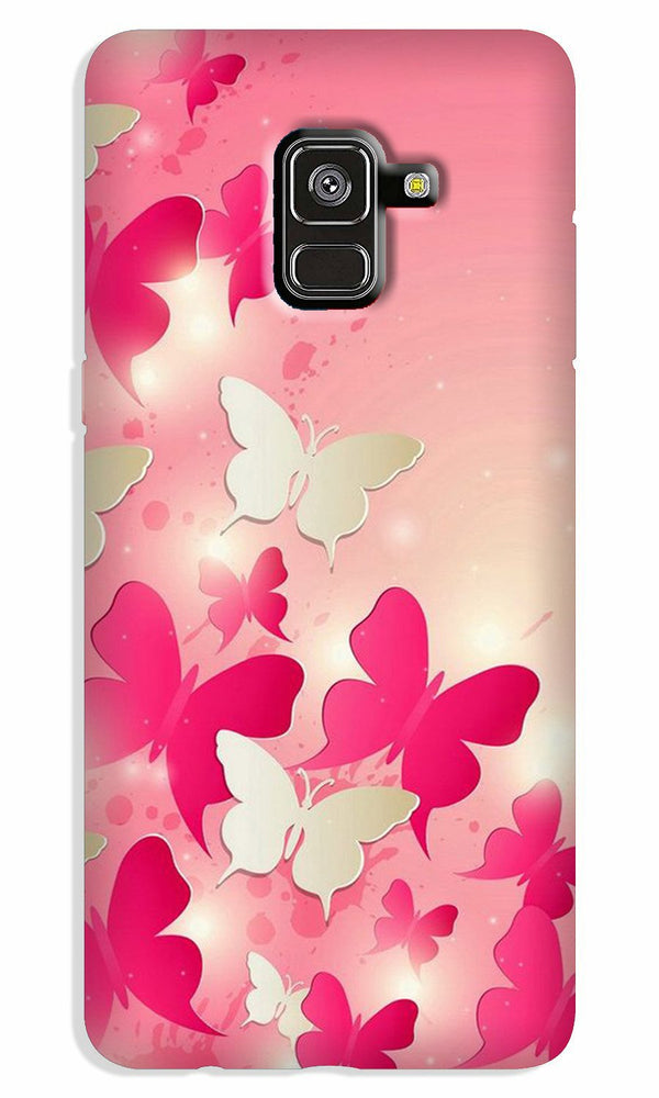 White Pick Butterflies Case for Galaxy A8 Plus