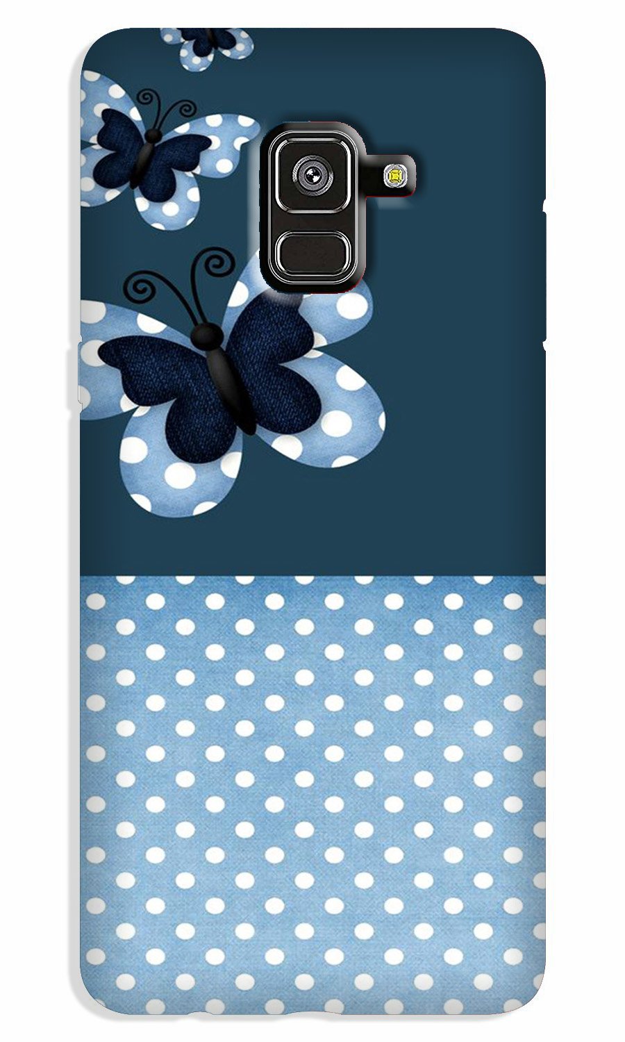 White dots Butterfly Case for Galaxy A8 Plus