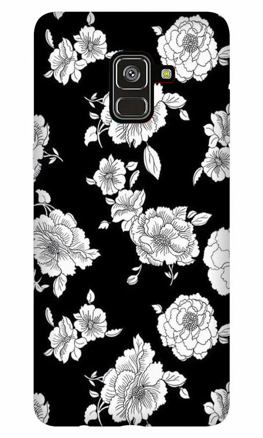White flowers Black Background Case for Galaxy A5 (2018)