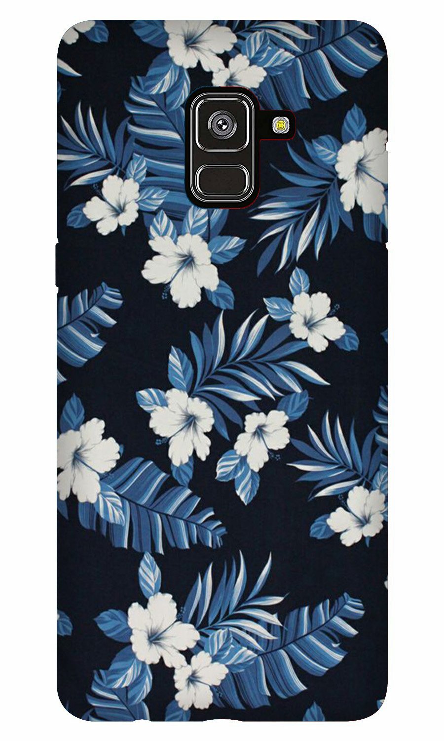 White flowers Blue Background2 Case for Galaxy A8 Plus