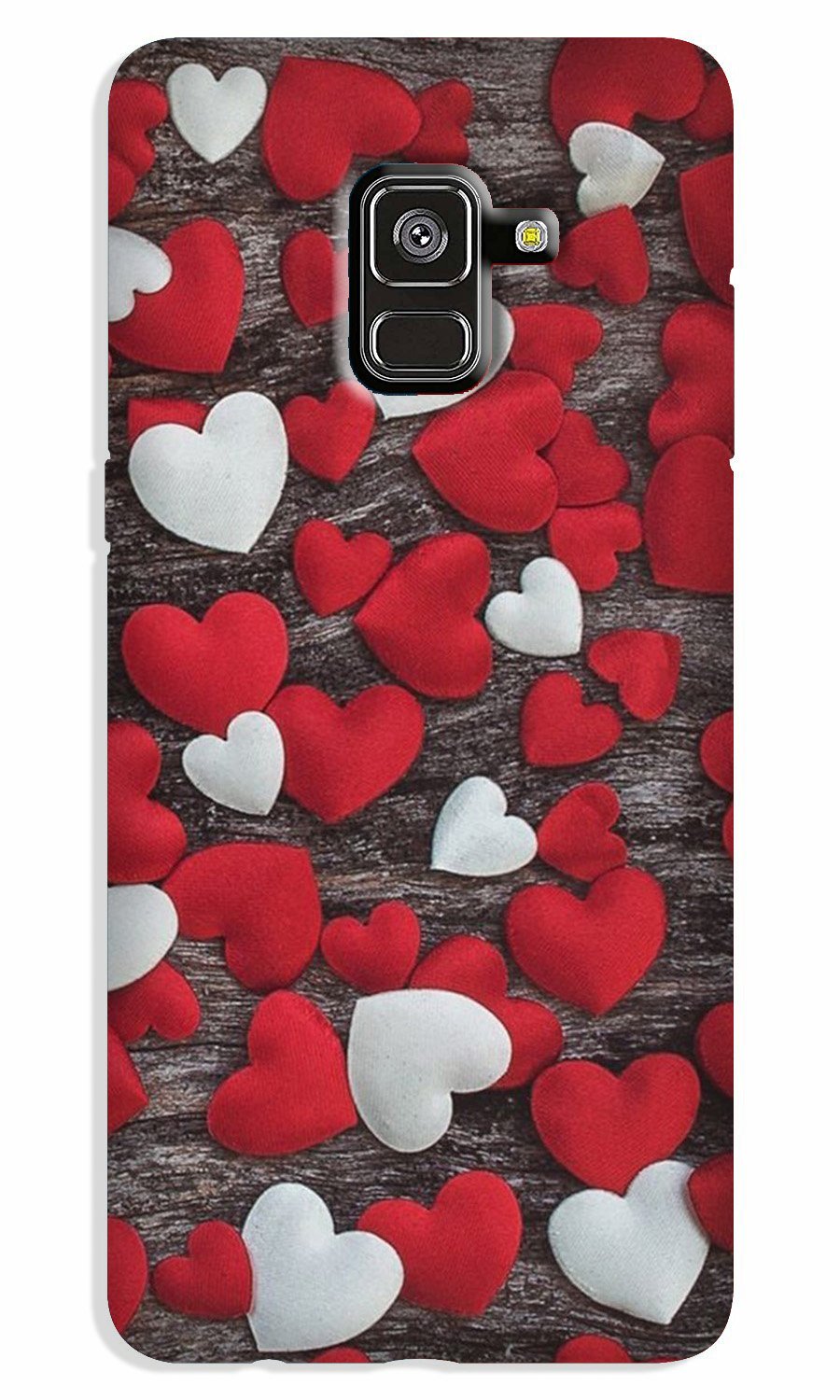Red White Hearts Case for Galaxy A8 Plus(Design - 105)