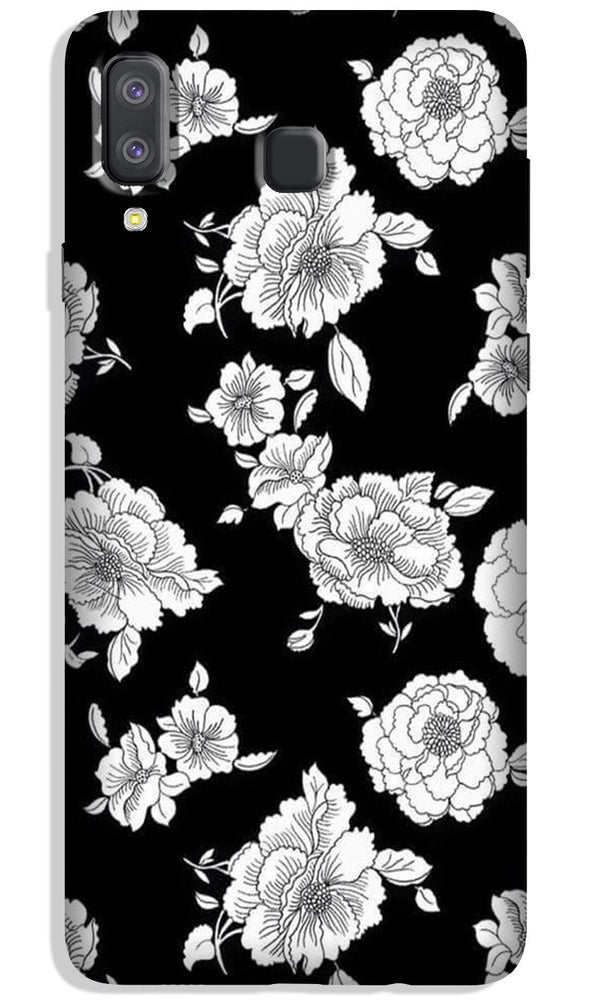 White flowers Black Background Case for Galaxy A8 Star