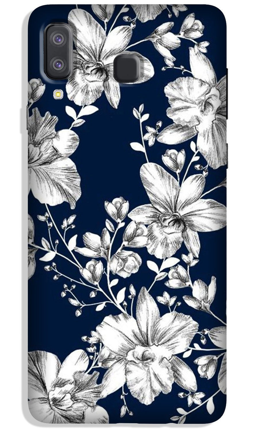 White flowers Blue Background Case for Galaxy A8 Star