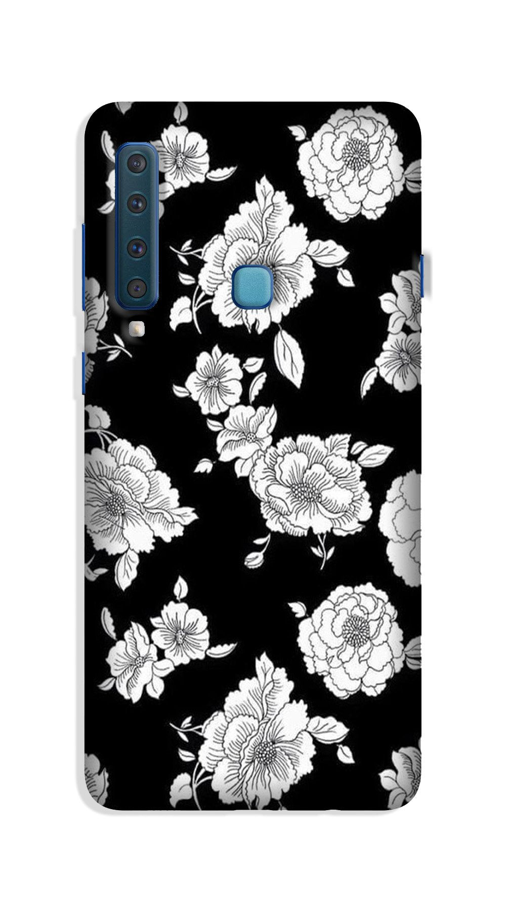 White flowers Black Background Case for Galaxy A9 (2018)