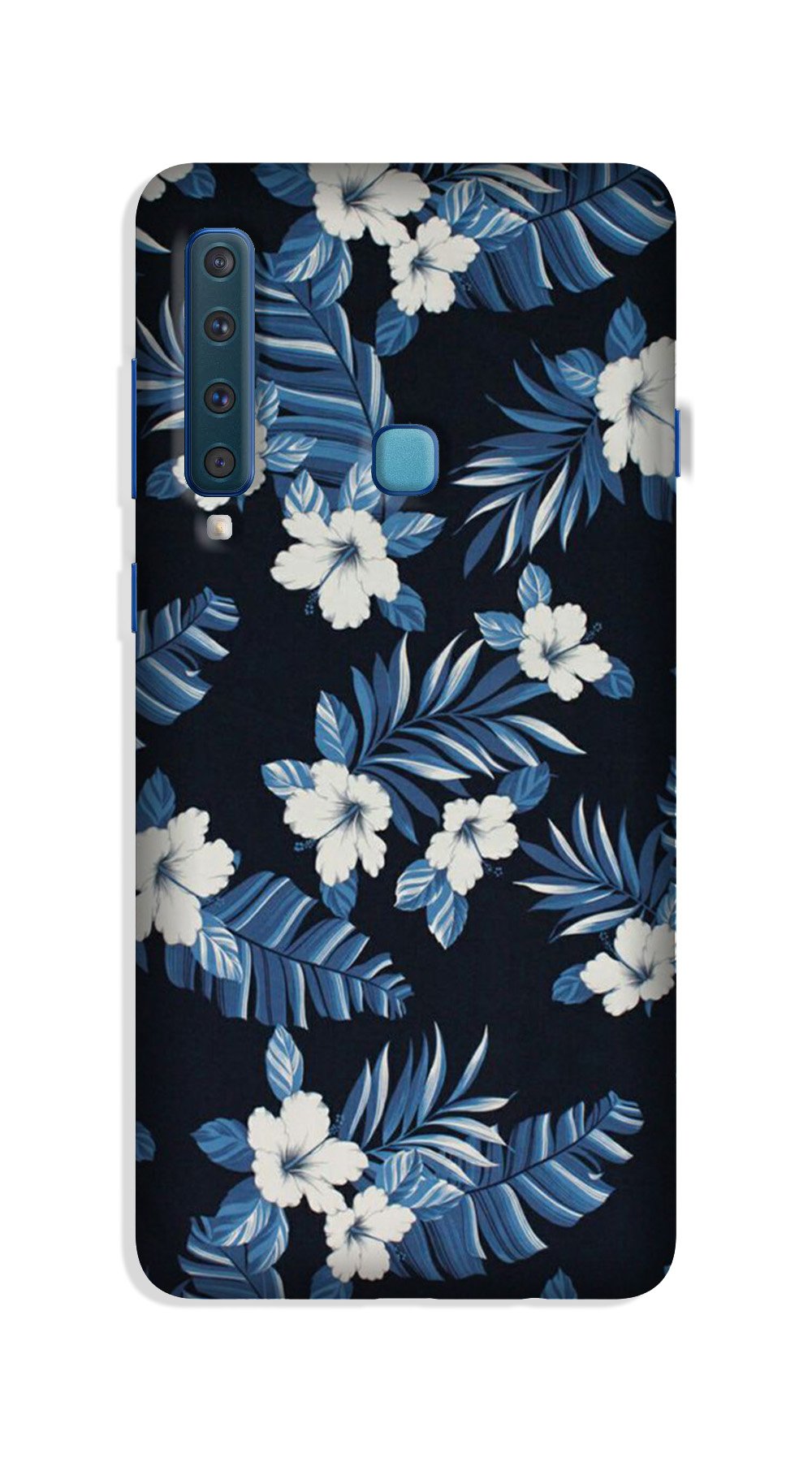 White flowers Blue Background2 Case for Galaxy A9 (2018)