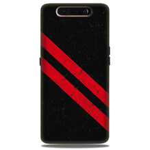 Black Red Pattern Mobile Back Case for Samsung Galaxy A90  (Design - 373)