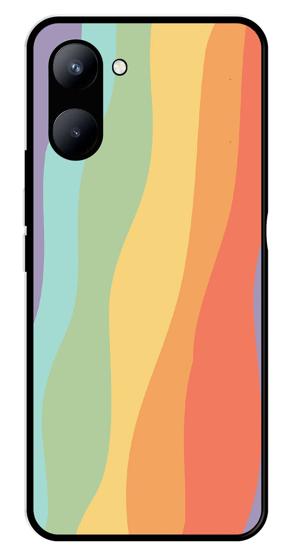 Muted Rainbow Metal Mobile Case for Realme C33   (Design No -02)
