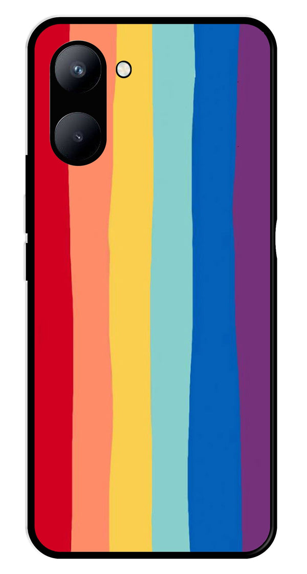 Rainbow MultiColor Metal Mobile Case for Realme C33   (Design No -03)
