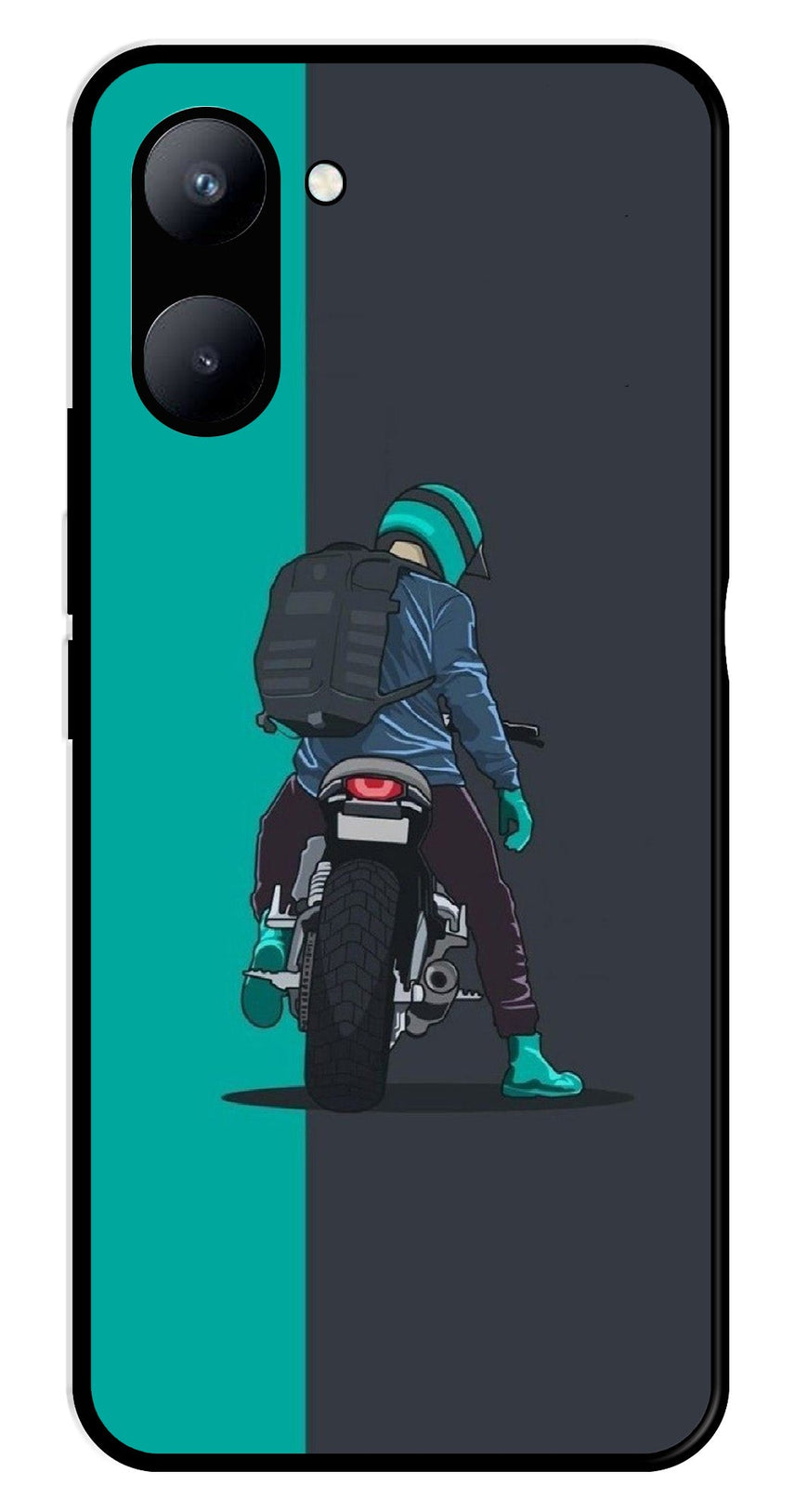 Bike Lover Metal Mobile Case for Realme C33   (Design No -05)