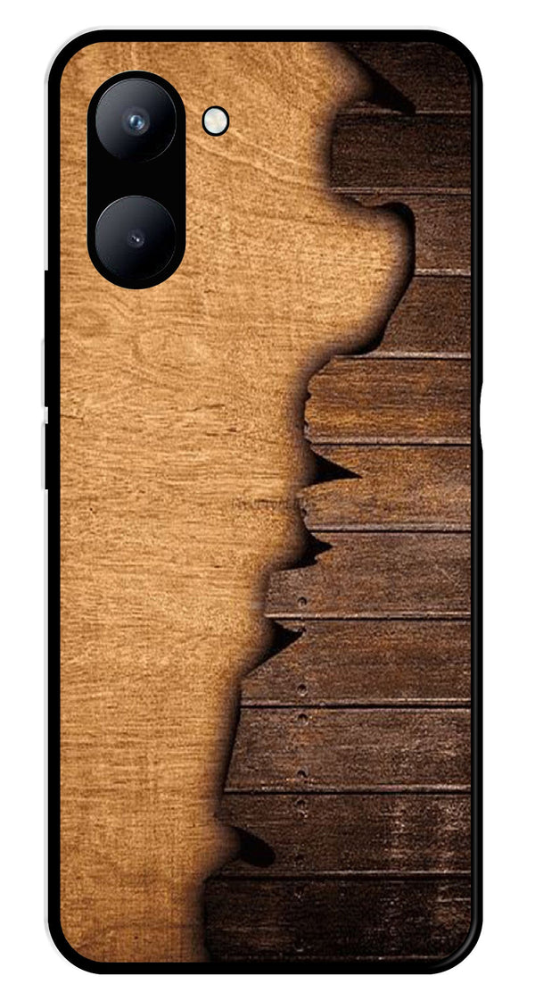 Wooden Design Metal Mobile Case for Realme C33   (Design No -13)