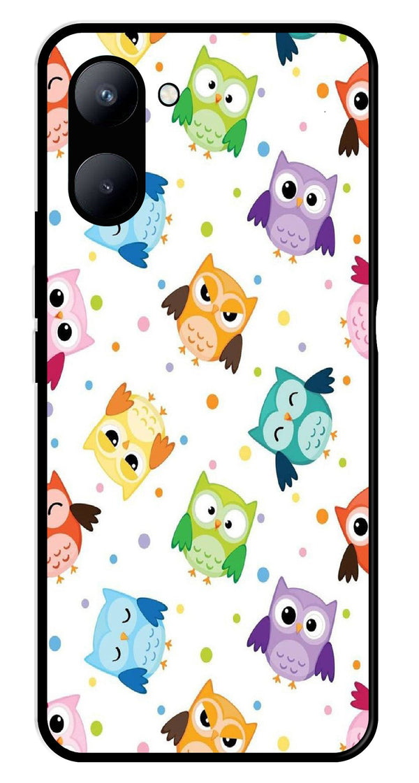 Owls Pattern Metal Mobile Case for Realme C33   (Design No -20)