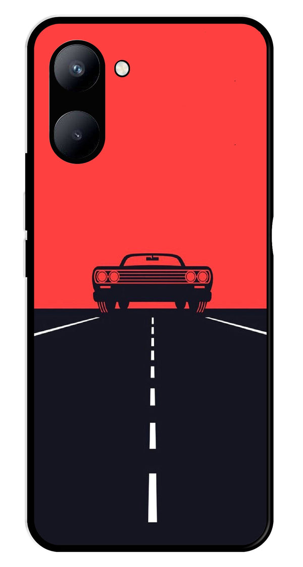 Car Lover Metal Mobile Case for Realme C33   (Design No -21)