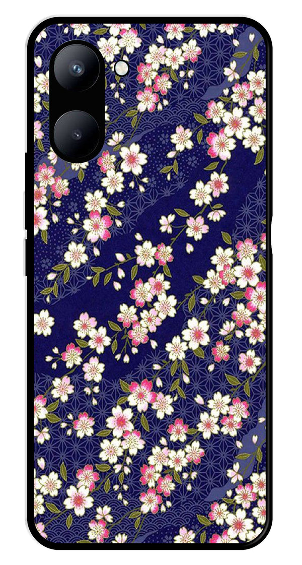 Flower Design Metal Mobile Case for Realme C33   (Design No -25)