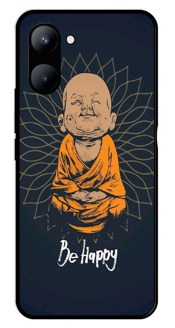 Be Happy Metal Mobile Case for Realme C33   (Design No -27)