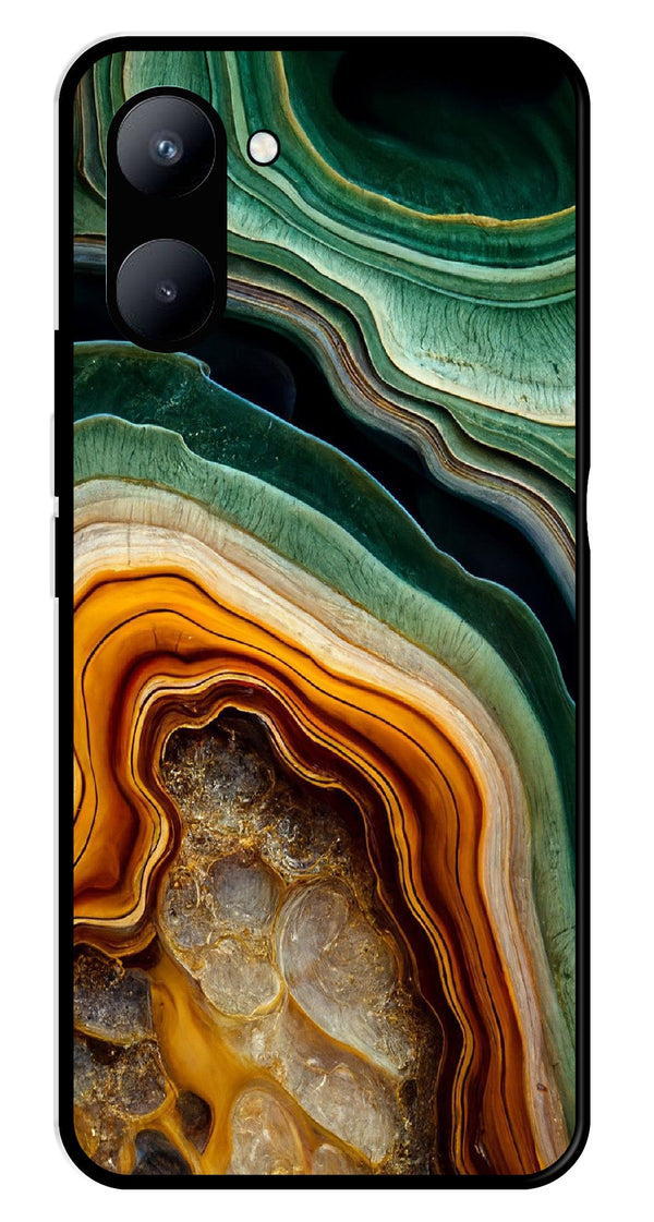 Marble Design Metal Mobile Case for Realme C33   (Design No -28)