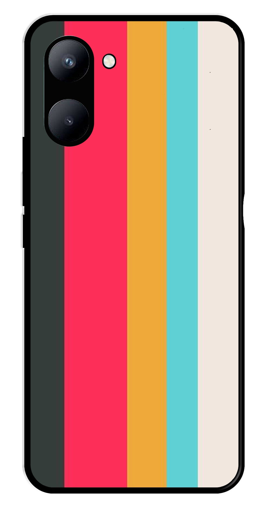 Muted Rainbow Metal Mobile Case for Realme C33   (Design No -31)