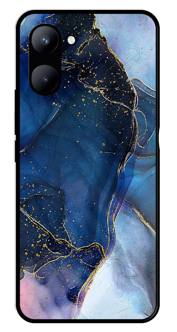 Blue Marble Metal Mobile Case for Realme C33   (Design No -34)