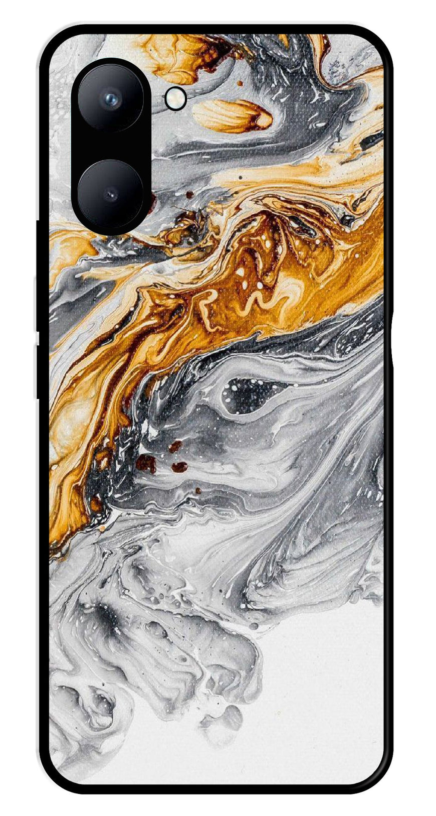 Marble Pattern Metal Mobile Case for Realme C33   (Design No -36)