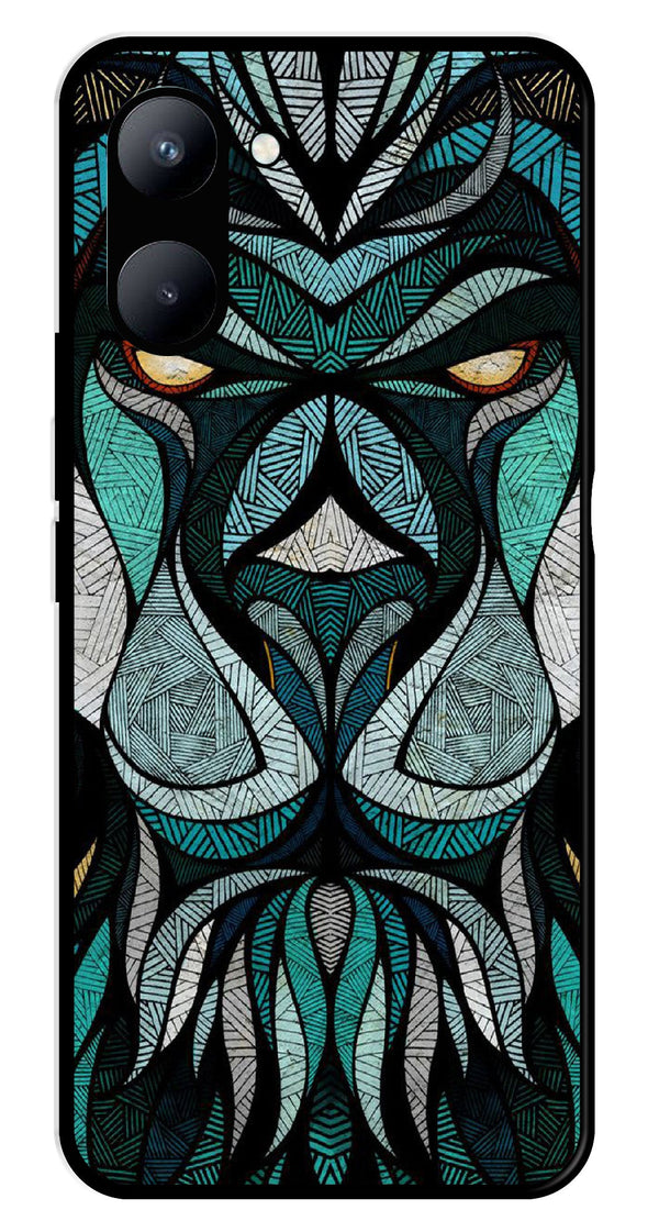 Lion Pattern Metal Mobile Case for Realme C33   (Design No -40)