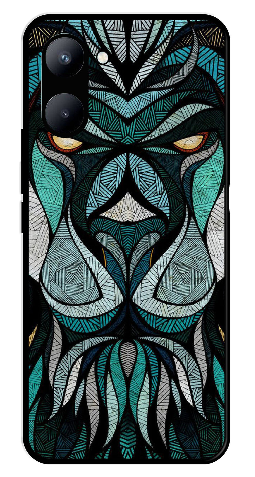 Lion Pattern Metal Mobile Case for Realme C33   (Design No -40)
