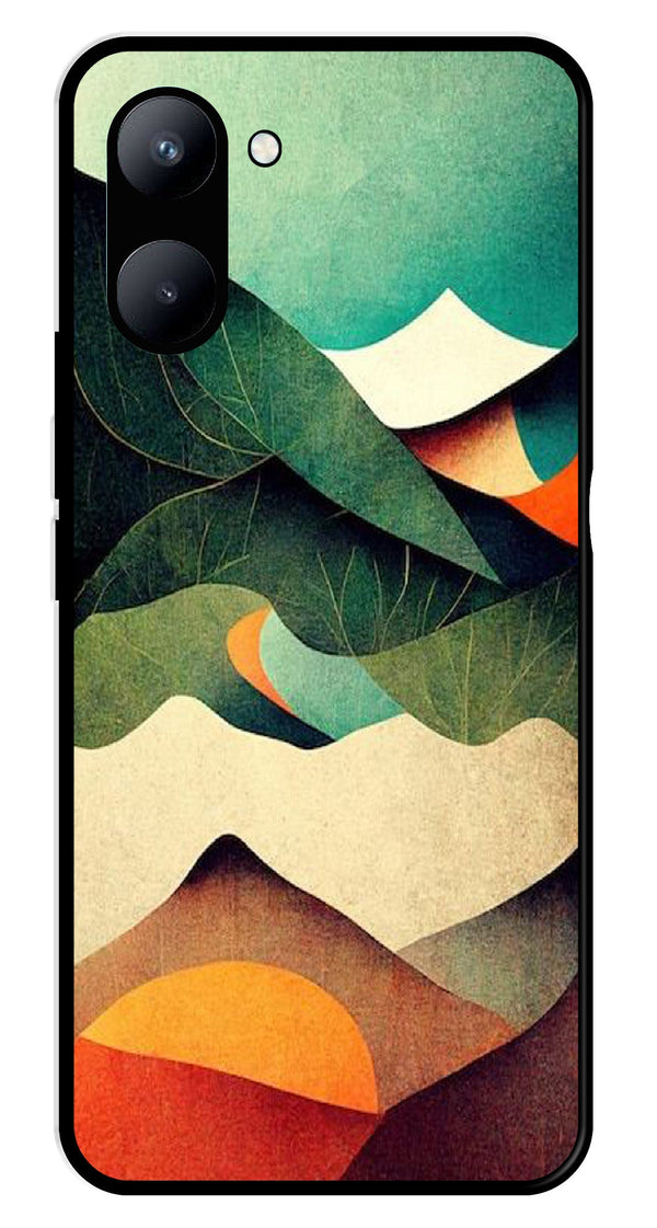 MultiColor Pattern Metal Mobile Case for Realme C33   (Design No -43)