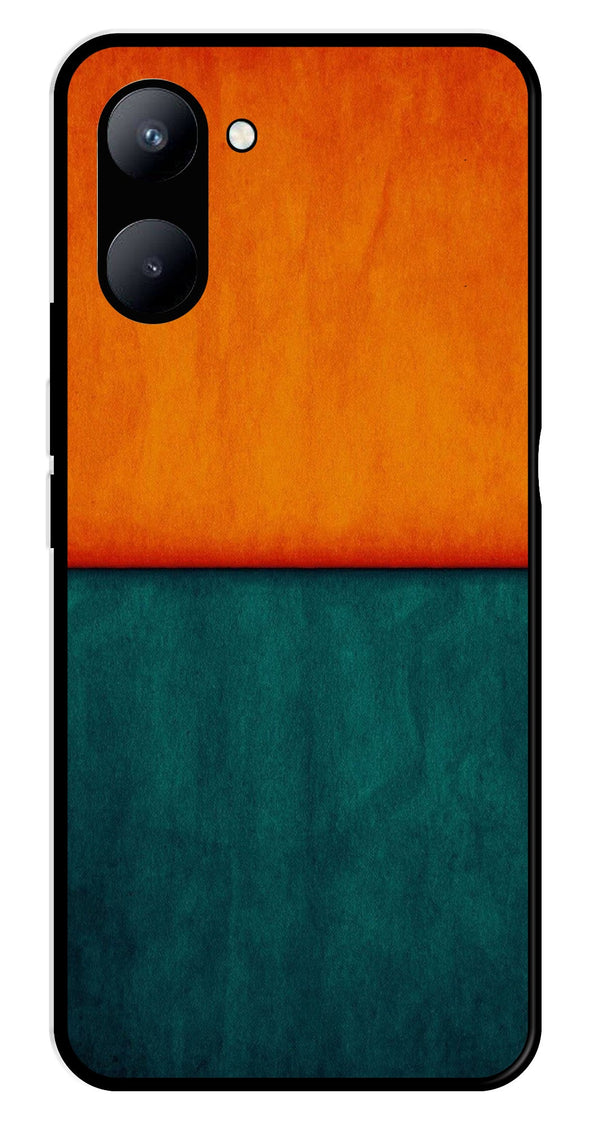 Orange Green Pattern Metal Mobile Case for Realme C33   (Design No -45)