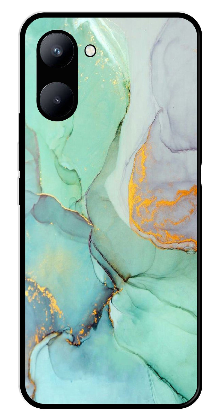 Marble Design Metal Mobile Case for Realme C33   (Design No -46)