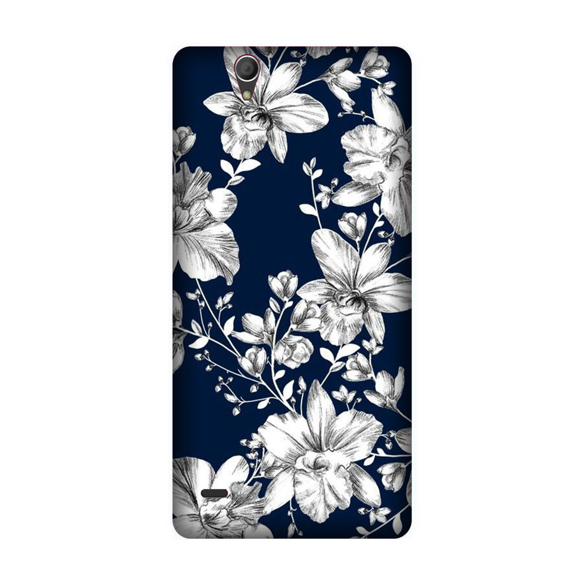 White flowers Blue Background Case for Sony C4