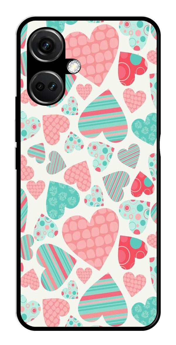 Hearts Pattern Metal Mobile Case for OnePlus Nord CE 3 5G