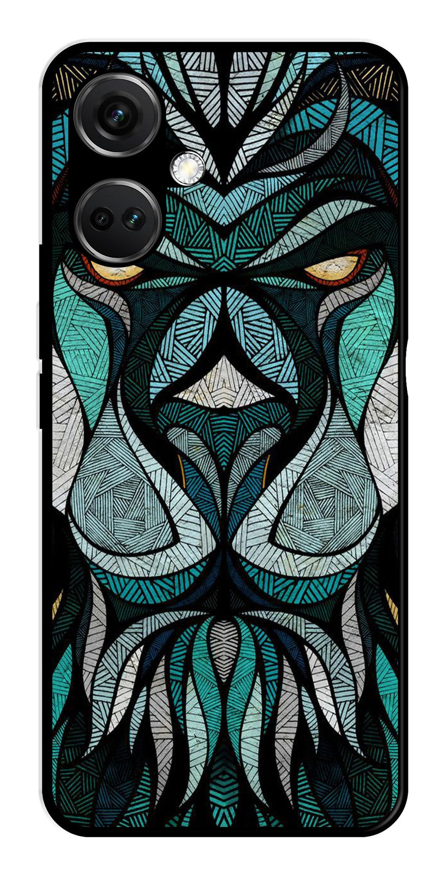 Lion Pattern Metal Mobile Case for OnePlus Nord CE 3 5G
