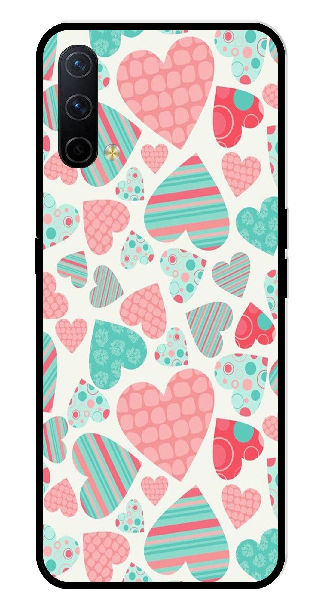 Hearts Pattern Metal Mobile Case for OnePlus Nord CE 5G