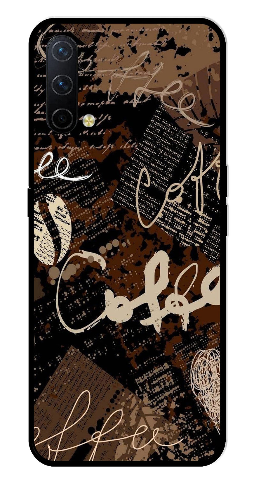 Coffee Pattern Metal Mobile Case for OnePlus Nord CE 5G