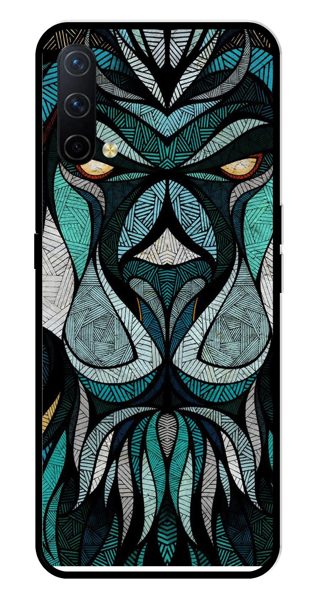 Lion Pattern Metal Mobile Case for OnePlus Nord CE 5G