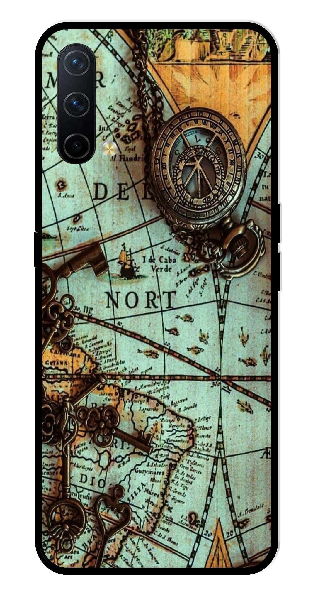 Map Design Metal Mobile Case for OnePlus Nord CE 5G