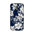 White flowers Blue Background Case for Moto E3 Power