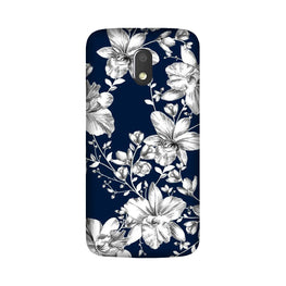 White flowers Blue Background Case for Moto E3 Power