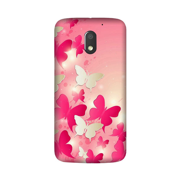 White Pick Butterflies Case for Moto E3 Power