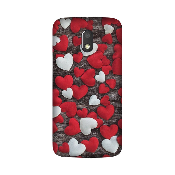 Red White Hearts Case for Moto E3 Power  (Design - 105)