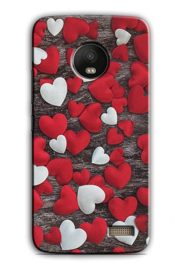Red White Hearts Case for Moto E4(Design - 105)