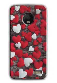 Red White Hearts Case for Moto E4  (Design - 105)