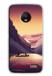 Mountains Boat Case for Moto E4 (Design - 181)