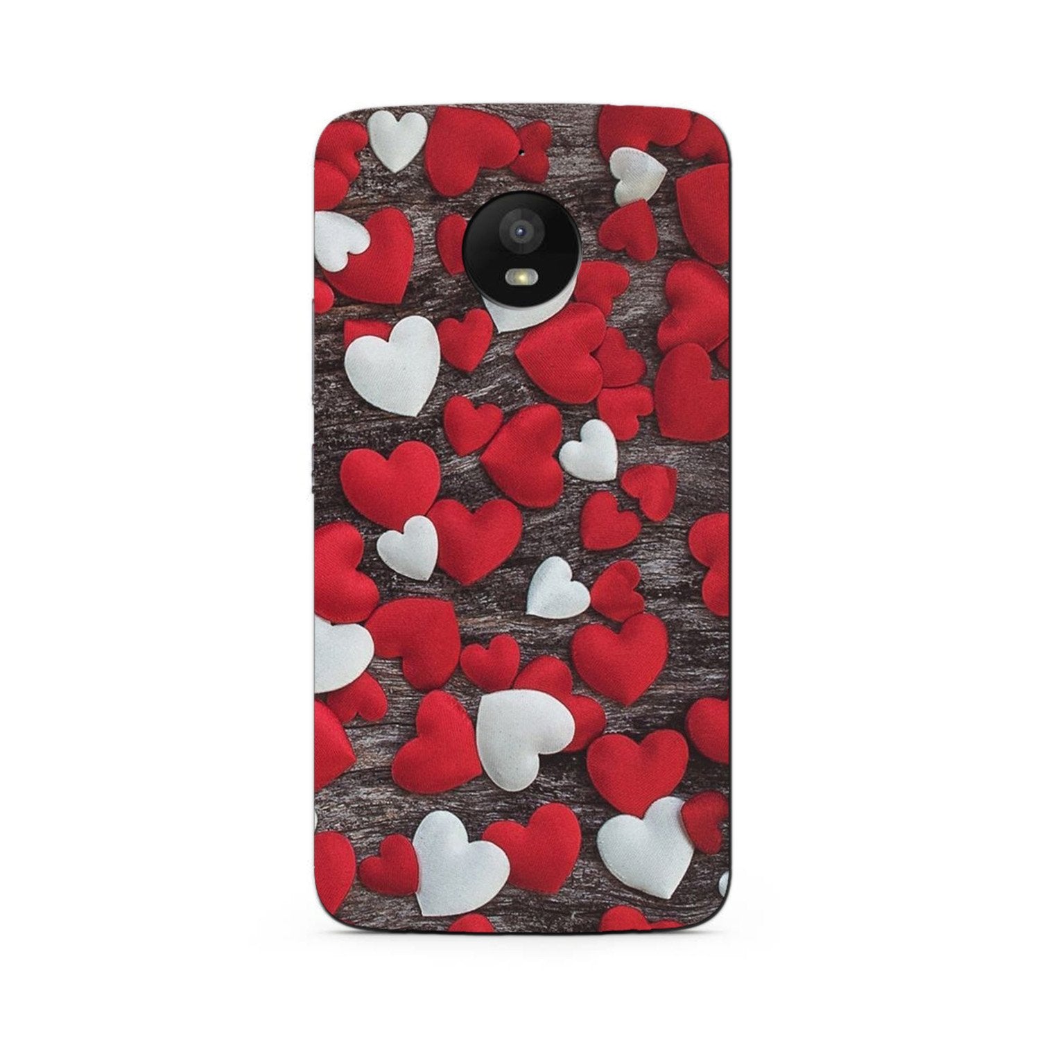 Red White Hearts Case for Moto E4 Plus(Design - 105)