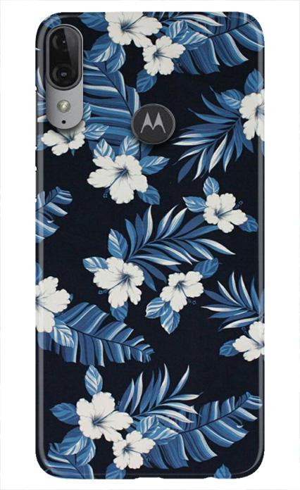 White flowers Blue Background2 Case for Moto E6s