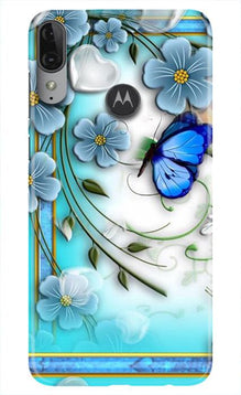 Blue Butterfly Mobile Back Case for Moto E6s (Design - 21)