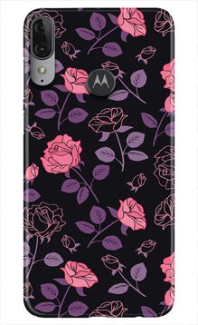 Rose Black Background Mobile Back Case for Moto E6s (Design - 27)