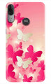 White Pick Butterflies Case for Moto E6s