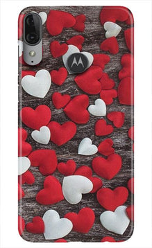 Red White Hearts Mobile Back Case for Moto E6s  (Design - 105)